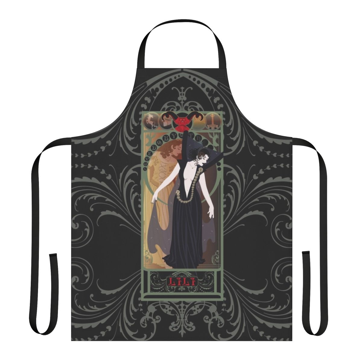 Dark Lili Nouveau inspired apron with princess legend design