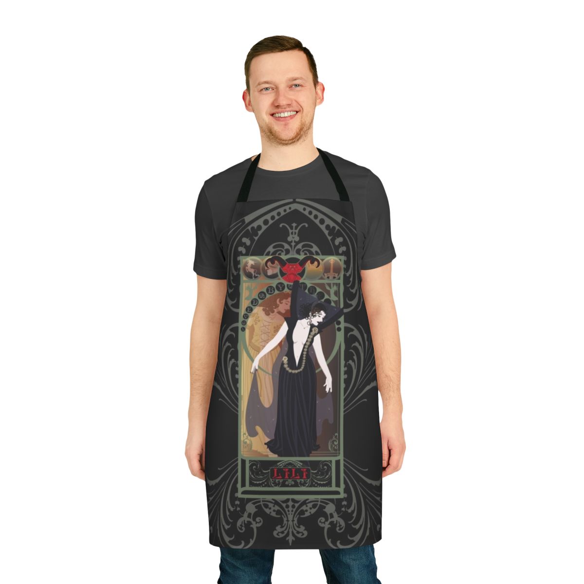 Dark Lili Nouveau inspired apron with princess legend design