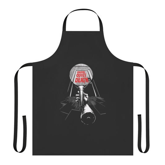 Dark-themed apron with "Dark Quiet Death" text on black background