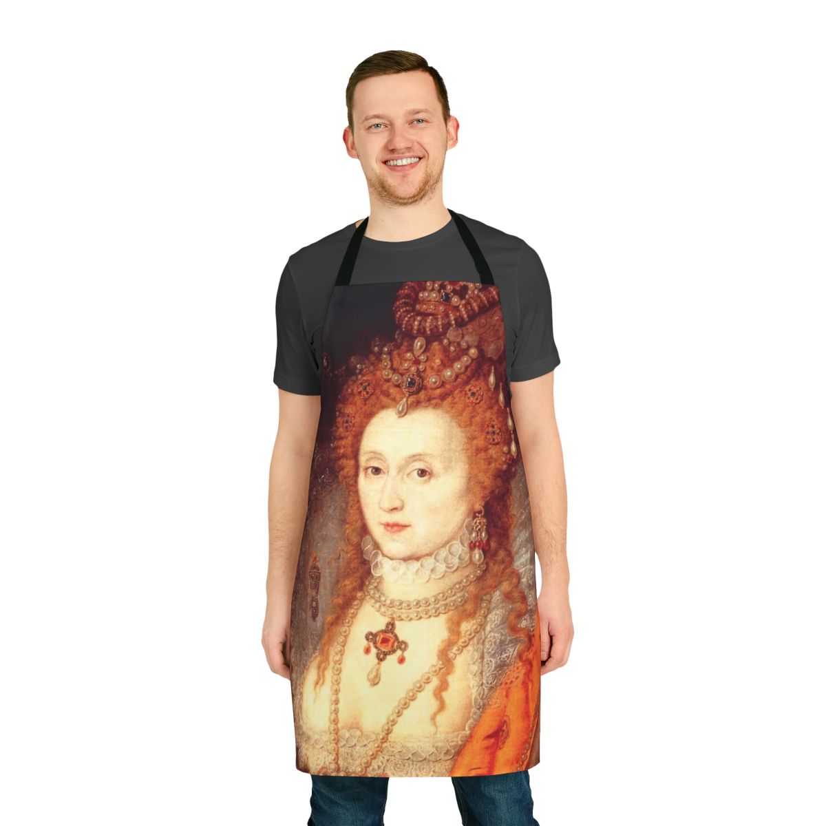 Apron featuring a portrait of Queen Elizabeth I of England