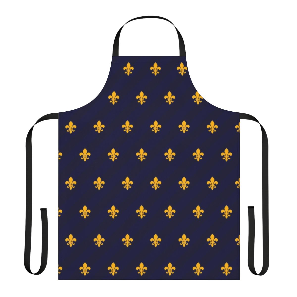 Fleur de Lys Inspired Kitchen Apron in Gold and Blue
