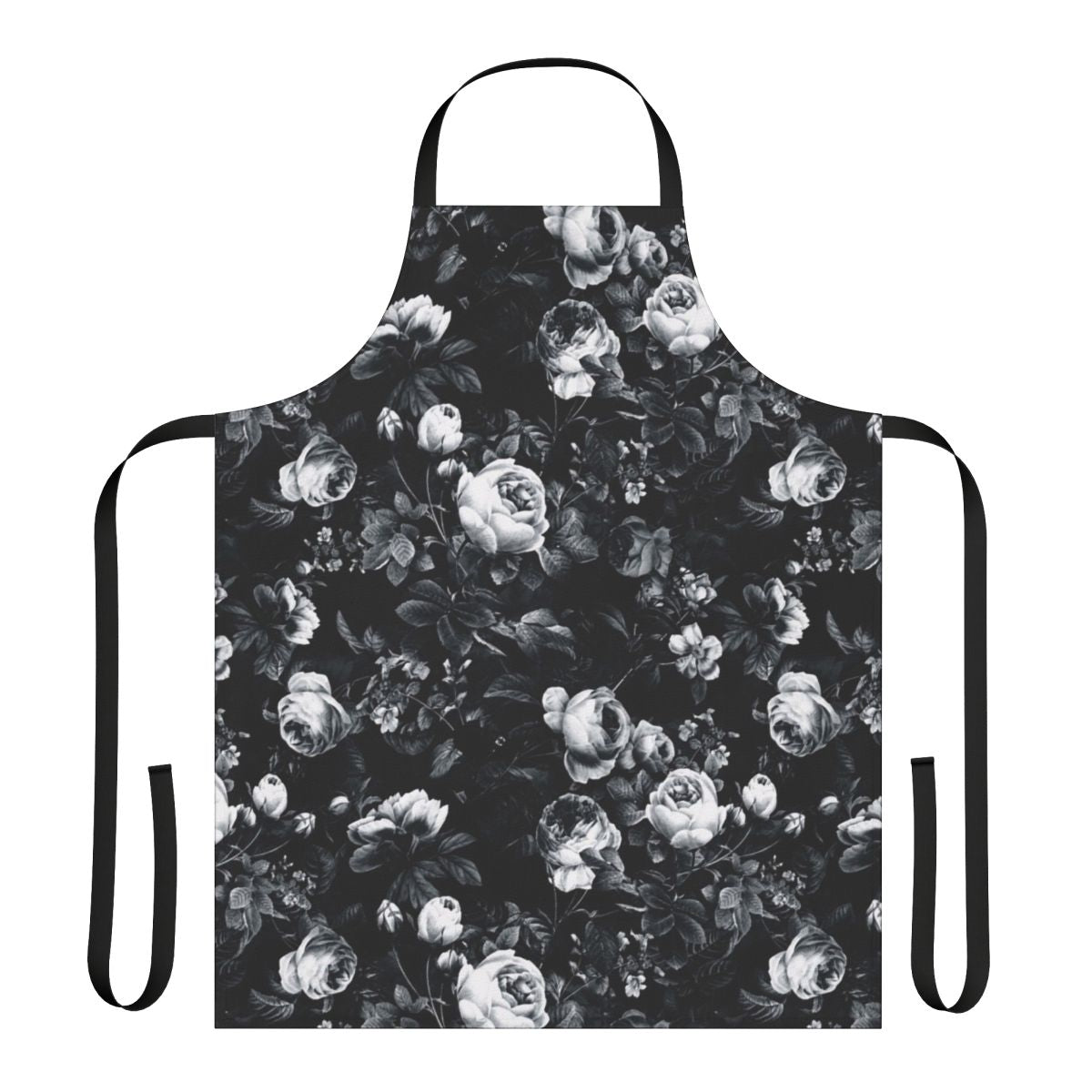 Stylish floral pattern black and white apron for kitchen or home decor