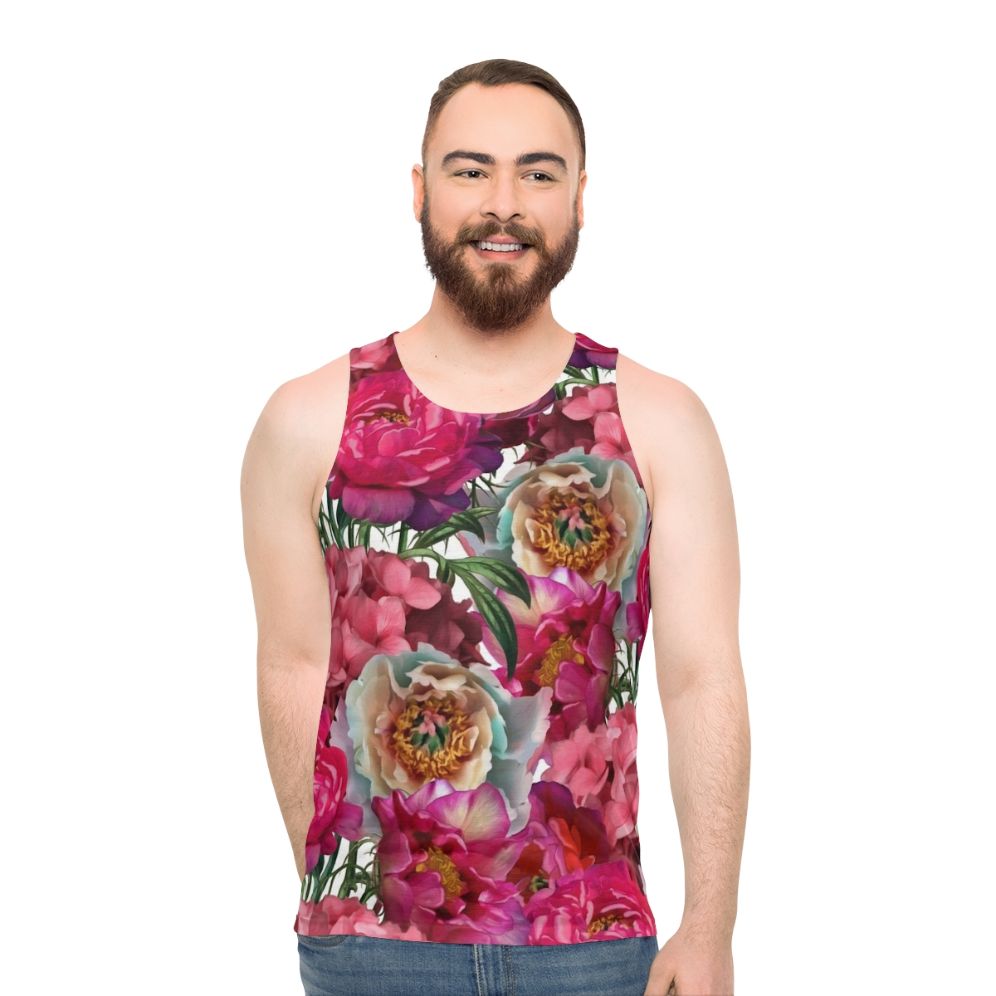 Elegant floral garden unisex tank top