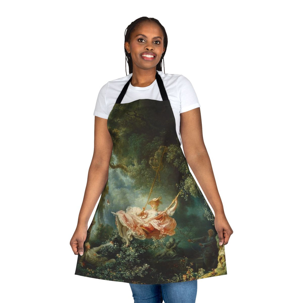 Stylish apron featuring the iconic "The Swing" painting by French Rococo artist Jean Honore Fragonard
