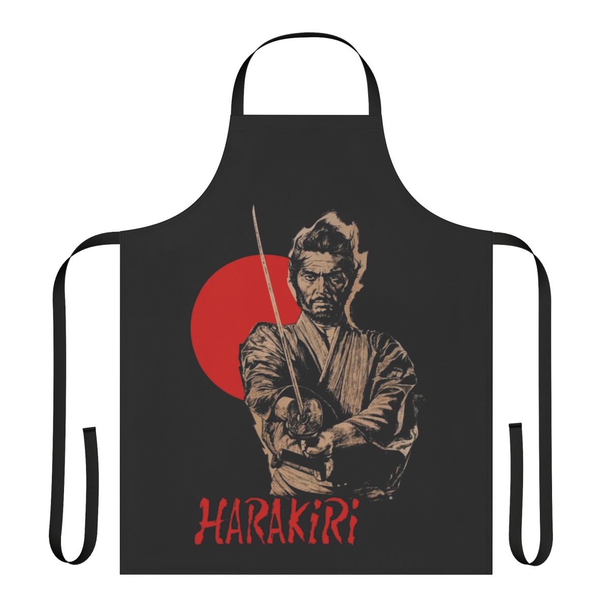 An elegant apron featuring classic Japanese cinema motifs, perfect for movie lovers and cinephiles.