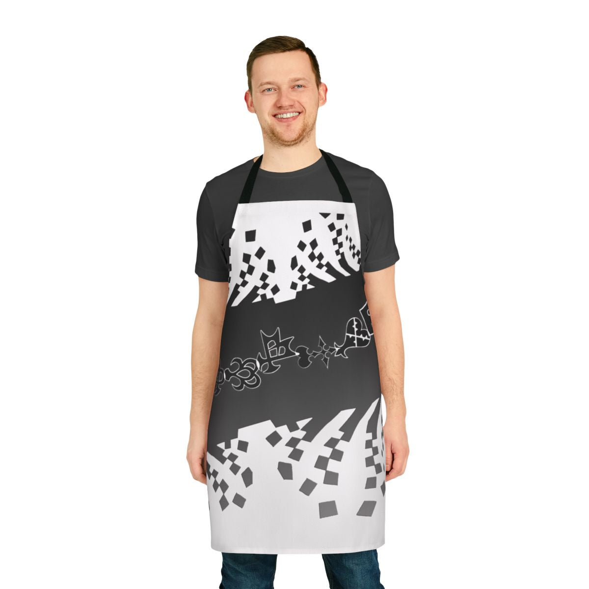Kingdom Hearts inspired apron featuring the series' iconic logo and character symbols
