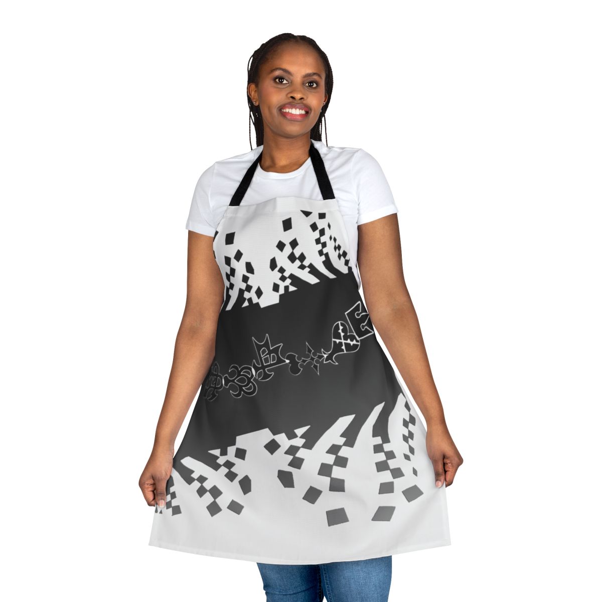 Kingdom Hearts inspired apron featuring the series' iconic logo and character symbols