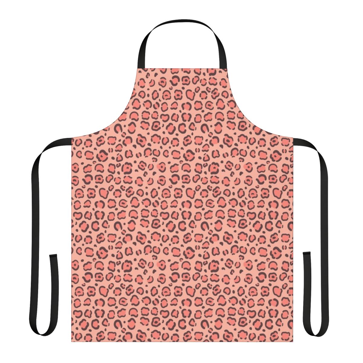 Leopard skin patterned apron with pink accents