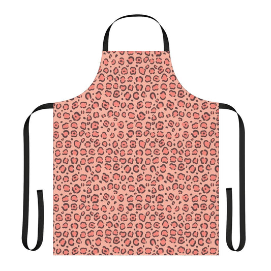 Leopard skin patterned apron with pink accents