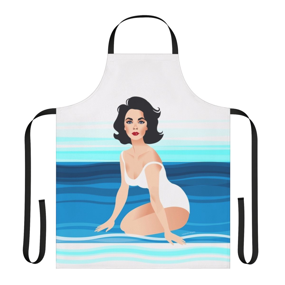 Suddenly Last Summer-themed apron featuring a portrait of classic Hollywood icon Liz Taylor