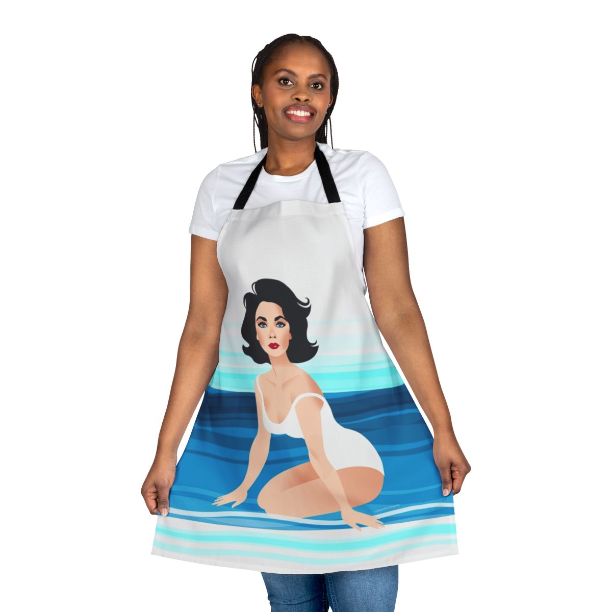 Suddenly Last Summer-themed apron featuring a portrait of classic Hollywood icon Liz Taylor