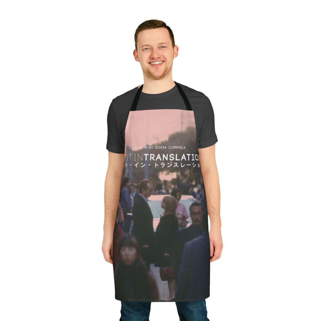 Stylish apron featuring a quote and imagery from the classic film "Lost in Translation"