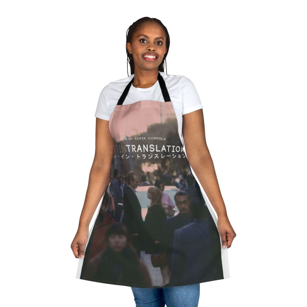 Stylish apron featuring a quote and imagery from the classic film "Lost in Translation"