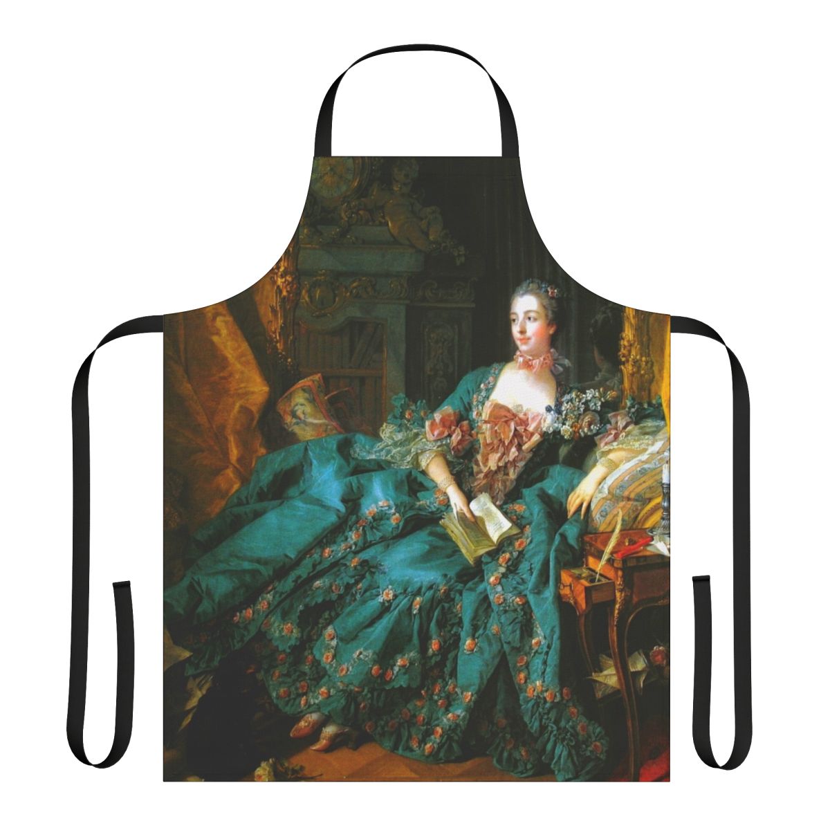 Madame de Pompadour-inspired apron featuring a painting by French Rococo artist Francois Boucher