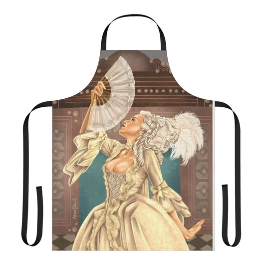 Elegant and glamorous apron featuring a pop art style portrait of Marie Antoinette, the famous French queen