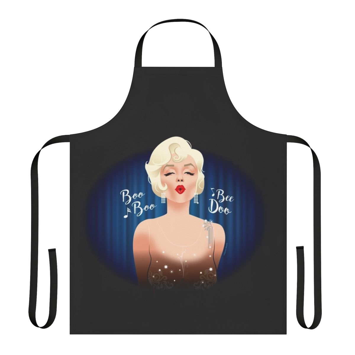 Elegant apron with Marilyn Monroe-inspired design, featuring classic Hollywood glamour