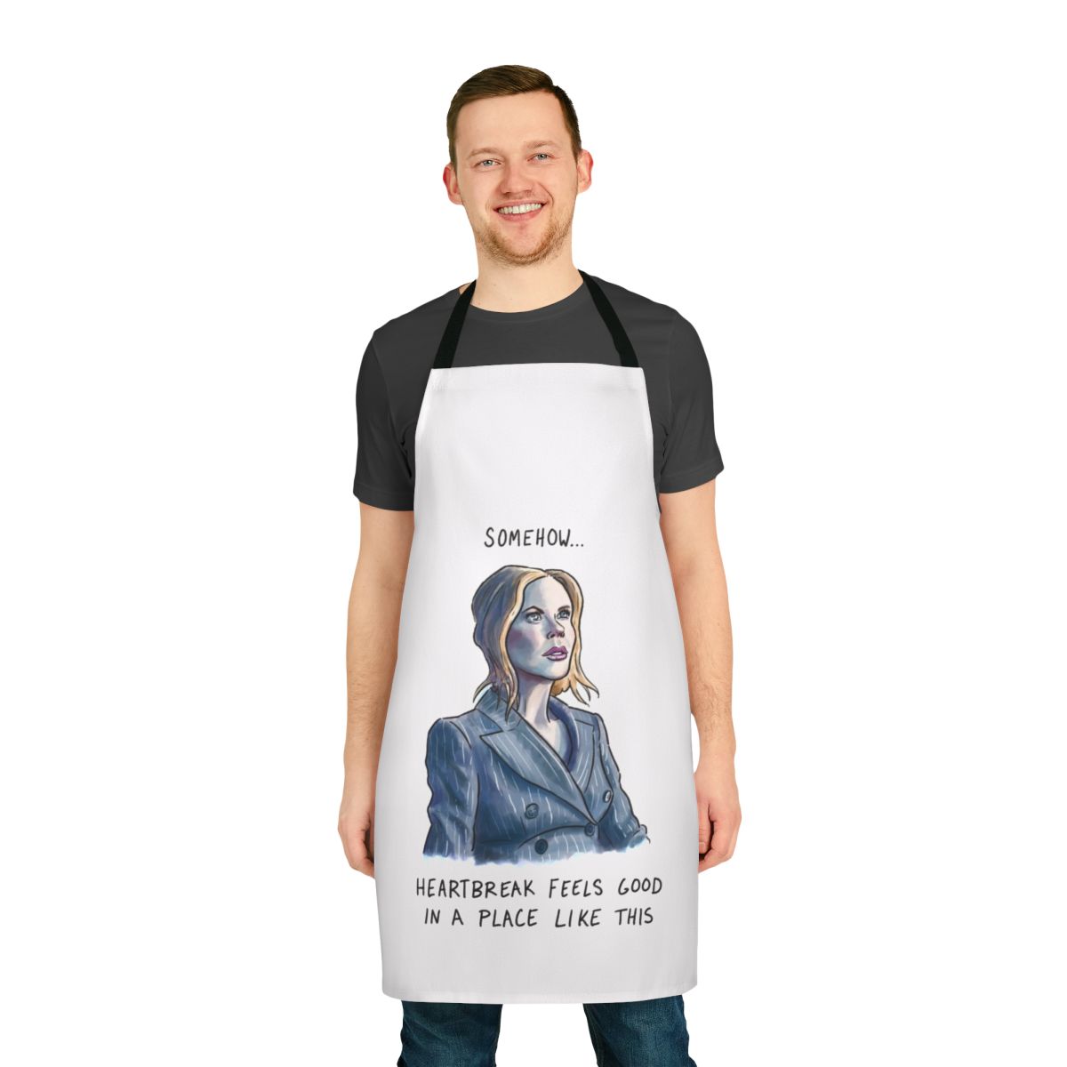 Elegant apron featuring a cinematic design inspired by Nicole Kidman's roles