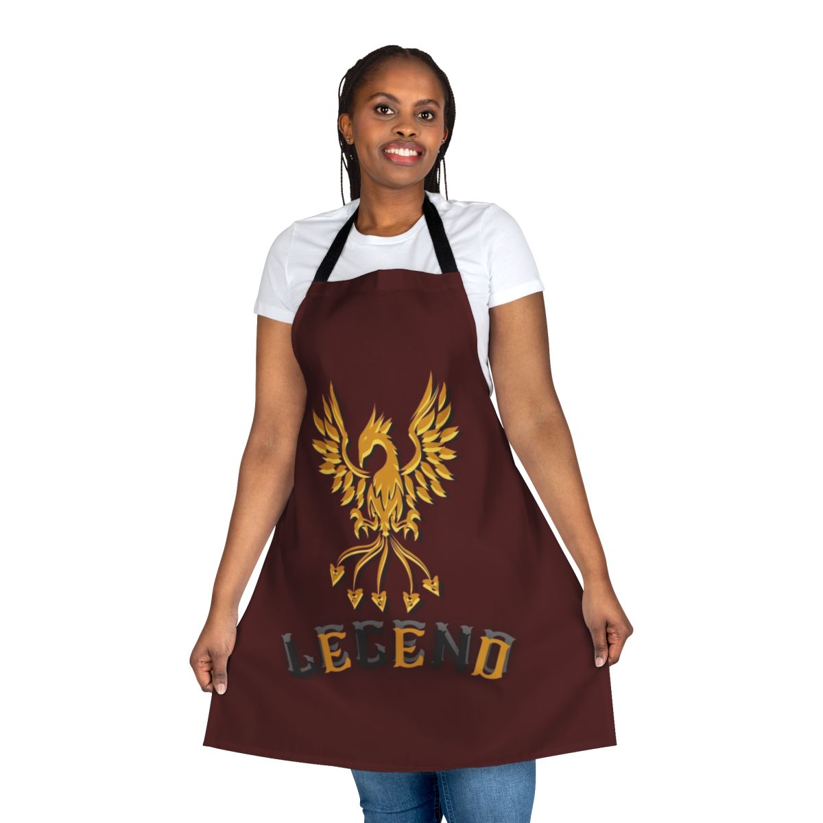 Majestic golden phoenix design on a high-quality kitchen apron