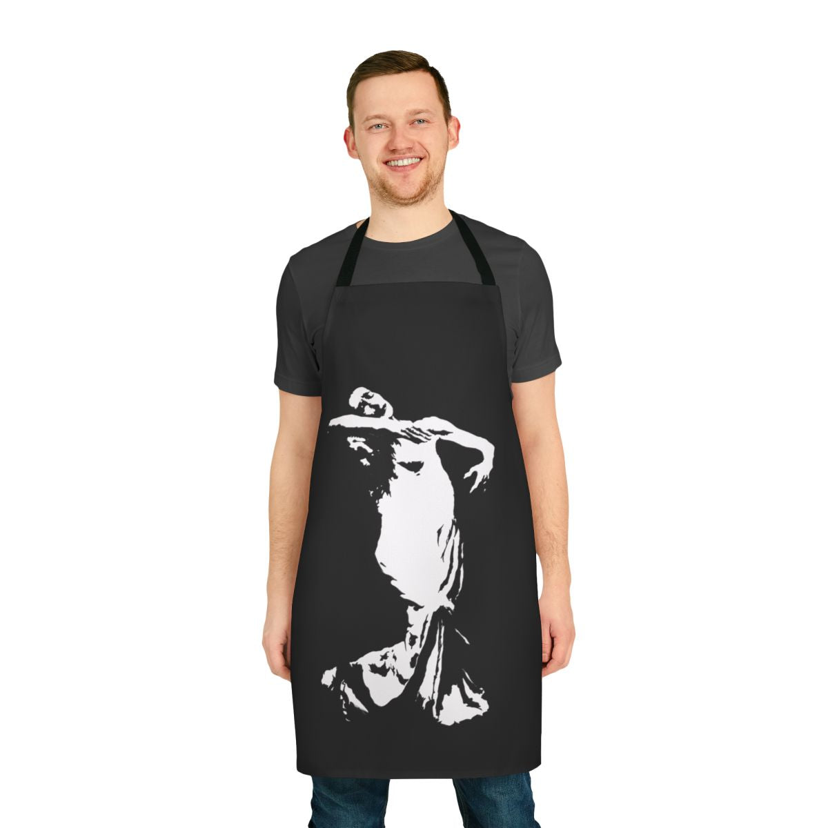 Elegant apron featuring a black and white portrait of the renowned German choreographer Pina Bausch
