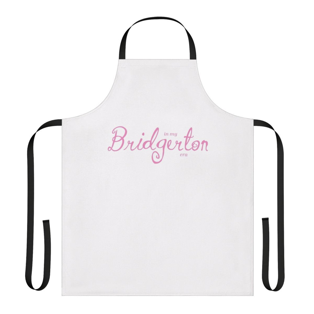 Pink apron with Bridgerton-inspired floral design