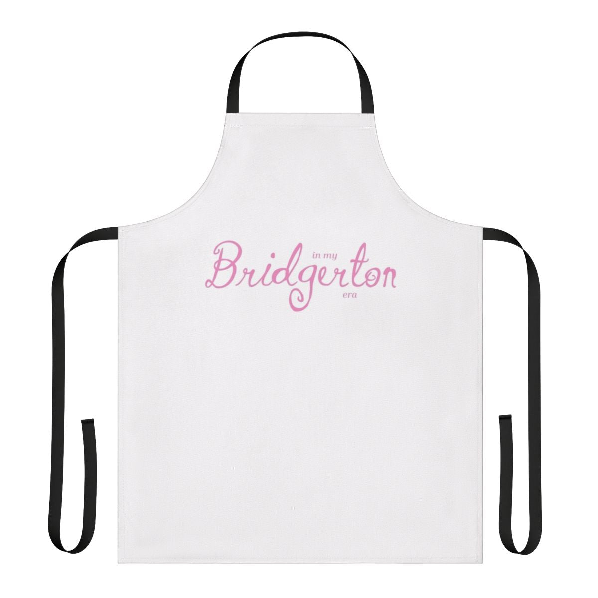 Pink apron with Bridgerton-inspired floral design