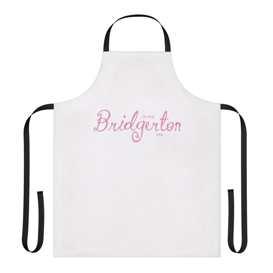 Pink apron with Bridgerton-inspired floral design