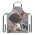 Beautiful apron featuring an English pointer dog in a hunting pose against a floral background
