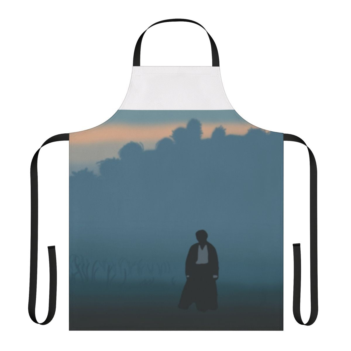 Pride and Prejudice themed apron with Mr. Darcy silhouette design