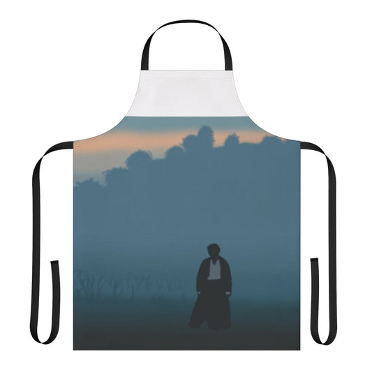 Pride and Prejudice themed apron with Mr. Darcy silhouette design