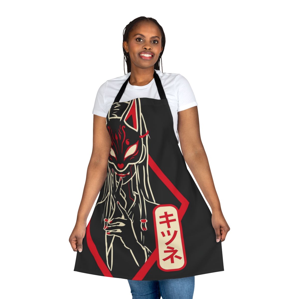Vibrant red fox design on a high-quality apron for autumn and fall enthusiasts.
