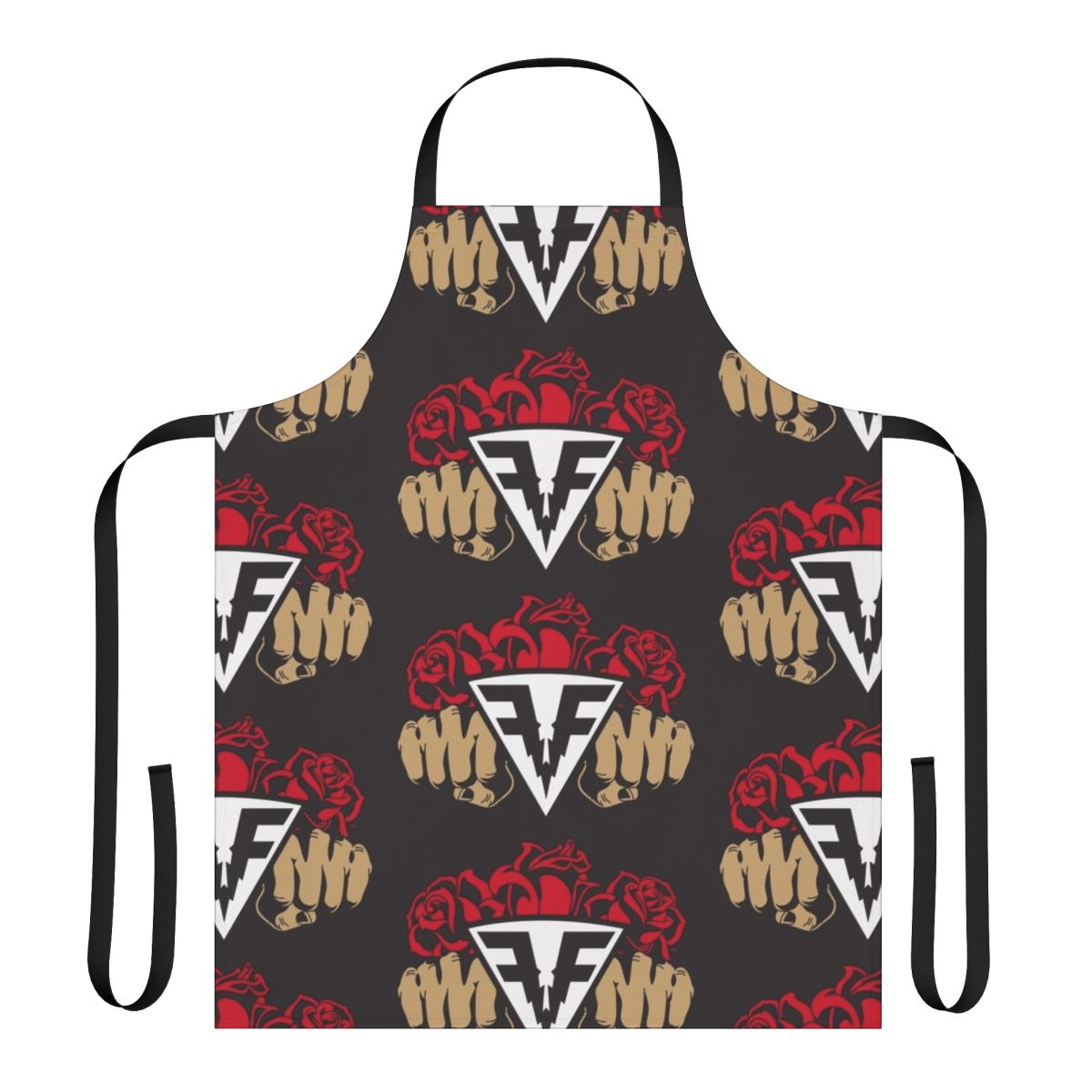 Vibrant rose floral design on a high-quality kitchen or gardening apron