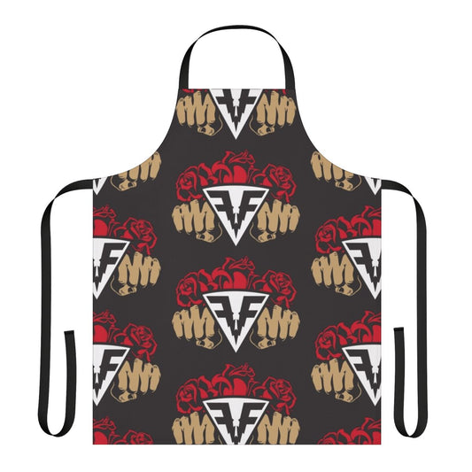 Vibrant rose floral design on a high-quality kitchen or gardening apron