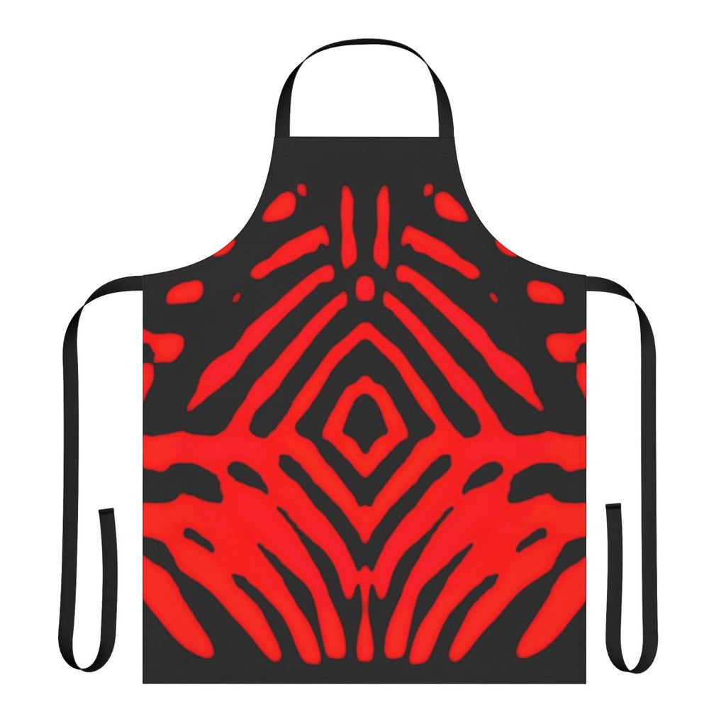 Closeup of a stylish ruby diamond-patterned apron