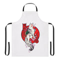Elegant apron featuring a watercolor design of the Okami Japanese culture deity and sakura flowers