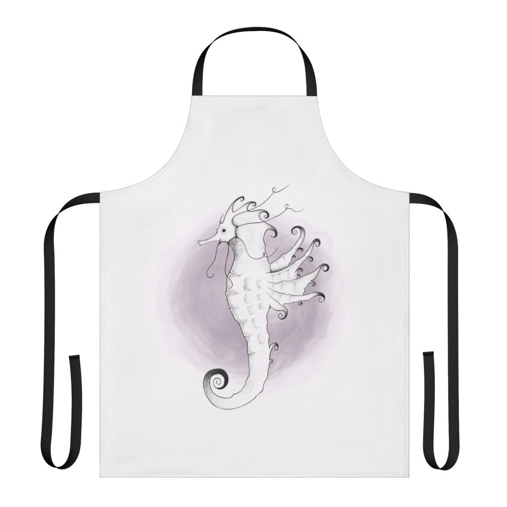Stunning purple seahorse design on a high-quality apron