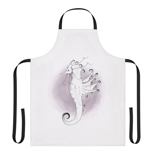 Stunning purple seahorse design on a high-quality apron