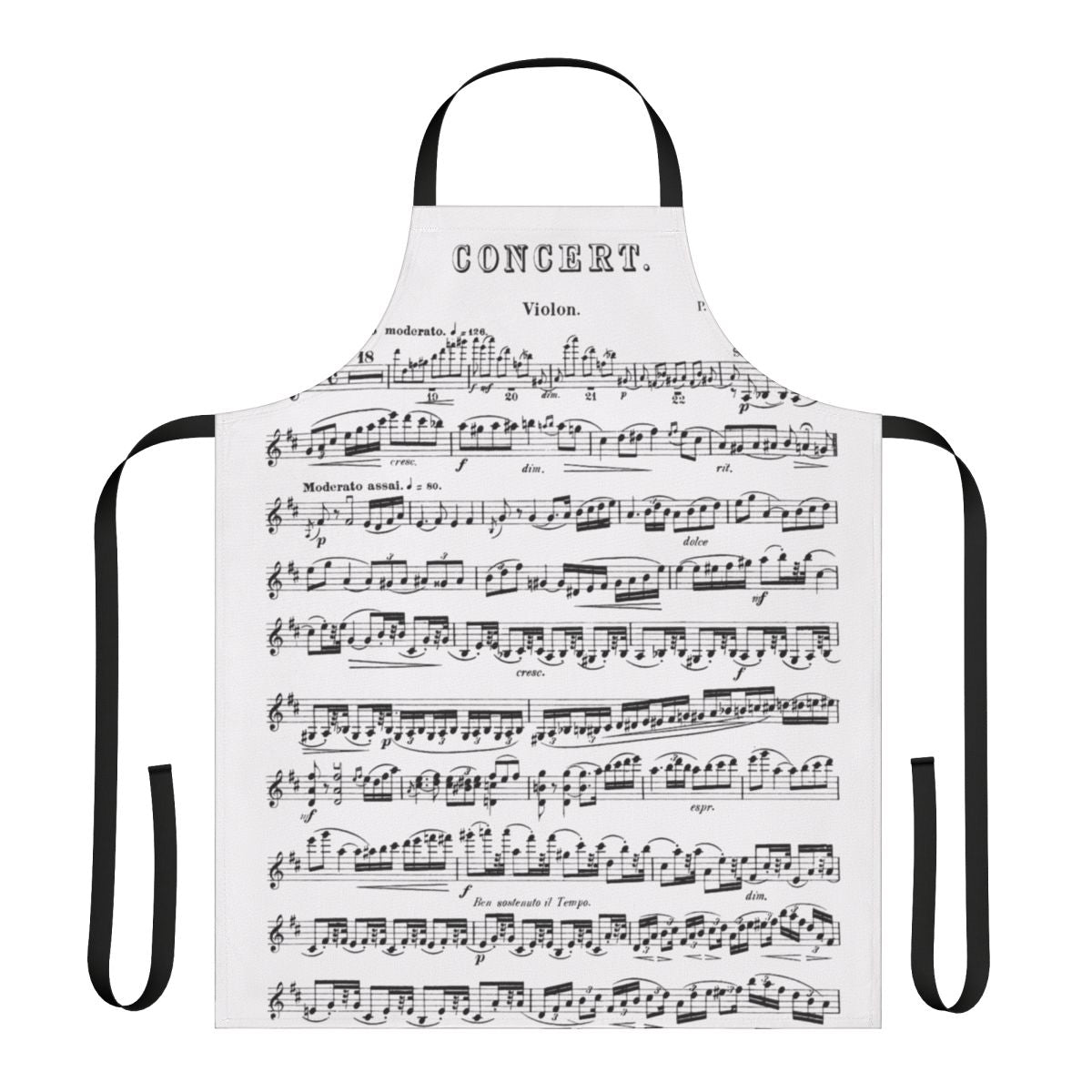 Apron featuring the Tchaikovsky Violin Concerto design, perfect for classical music enthusiasts
