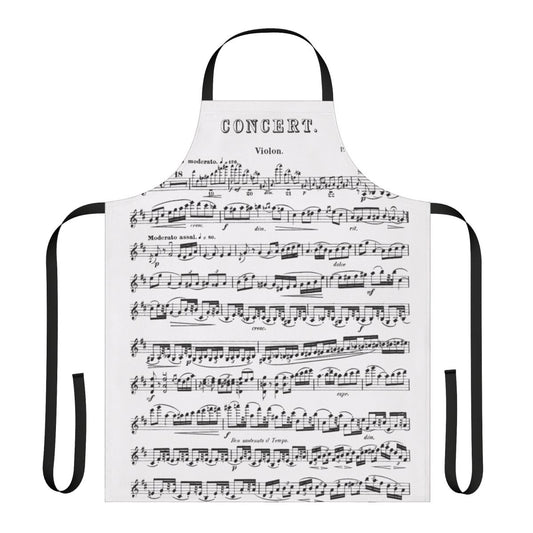 Apron featuring the Tchaikovsky Violin Concerto design, perfect for classical music enthusiasts