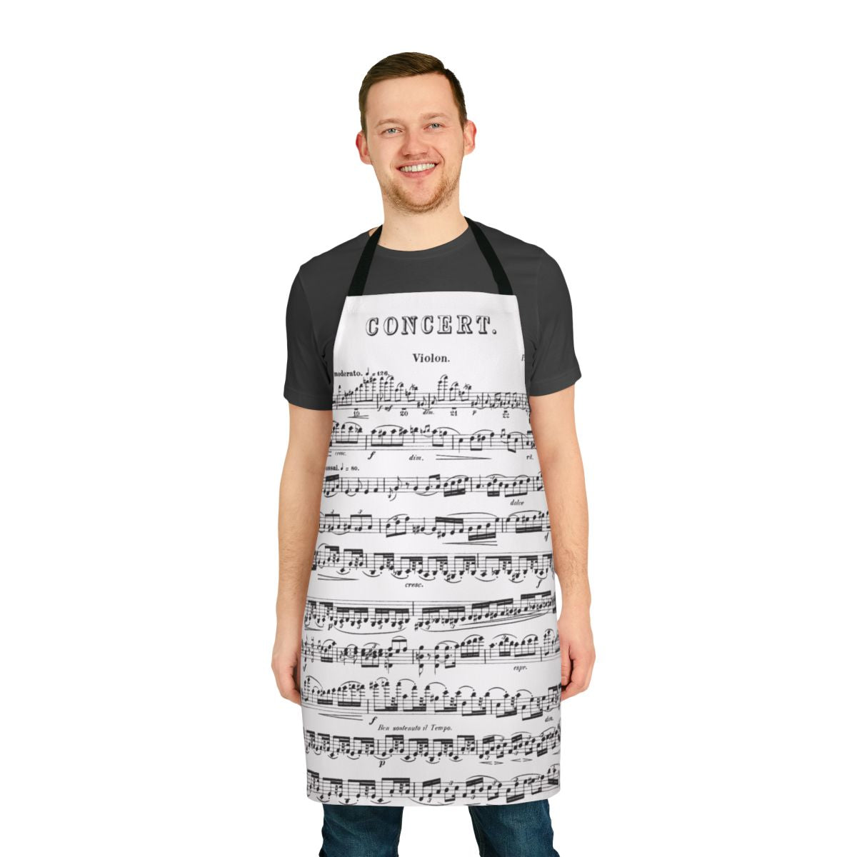 Apron featuring the Tchaikovsky Violin Concerto design, perfect for classical music enthusiasts