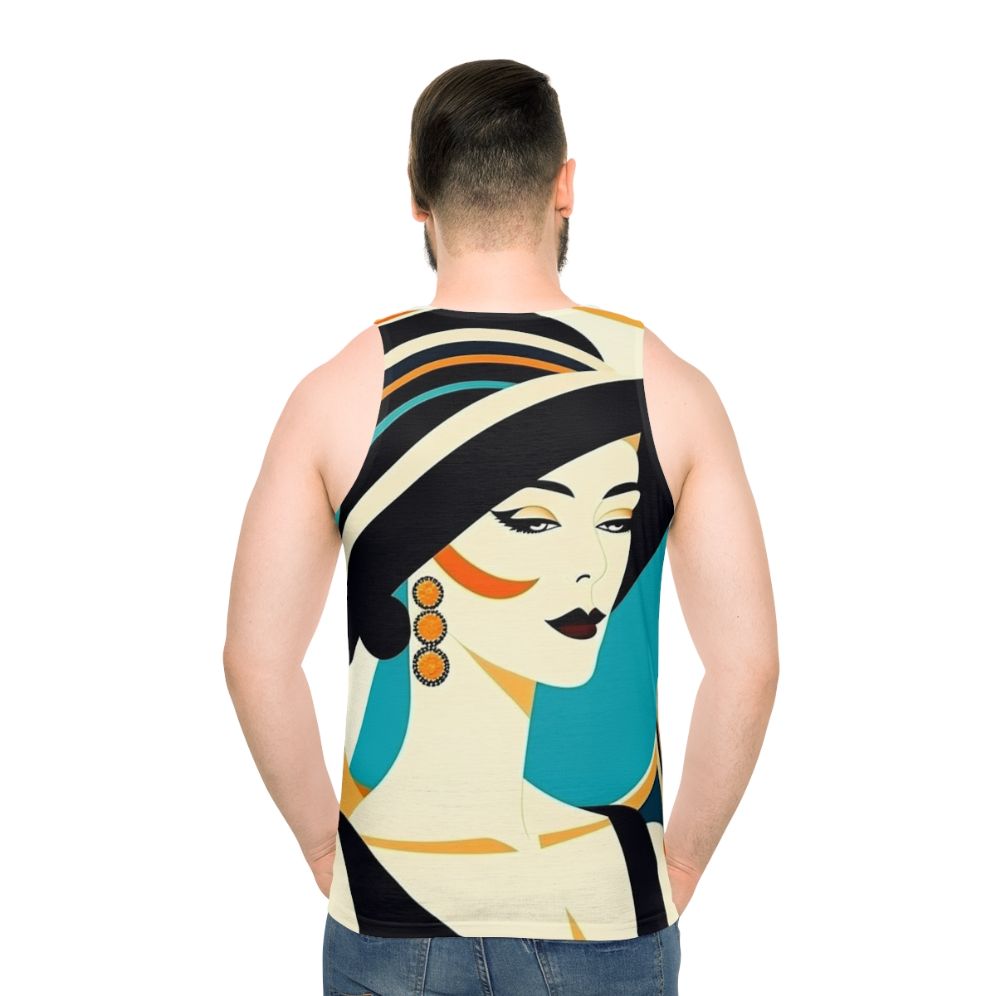 Elegant Veronica unisex tank top with 1920s-inspired geometric design