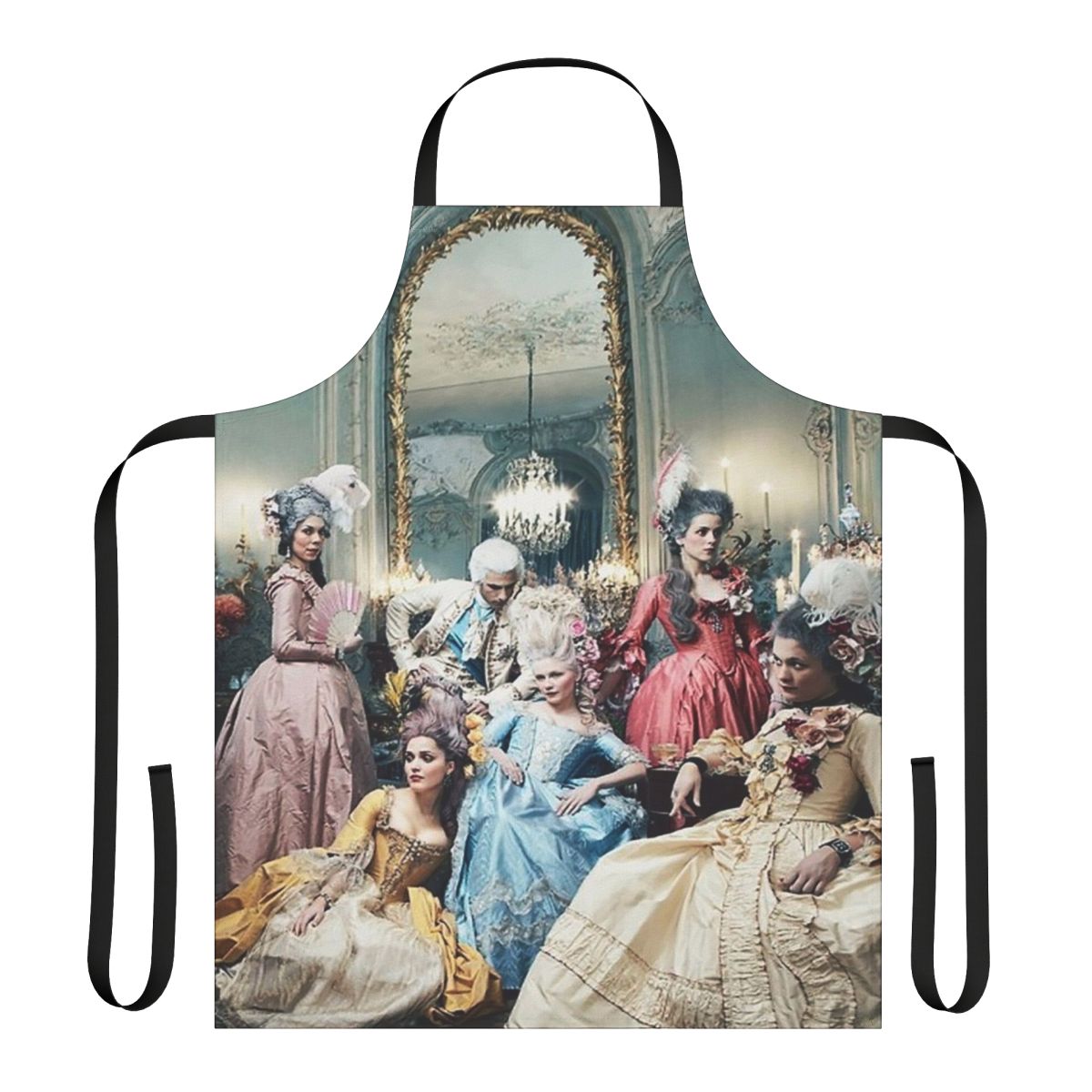Versailles-inspired floral apron with ornate baroque design