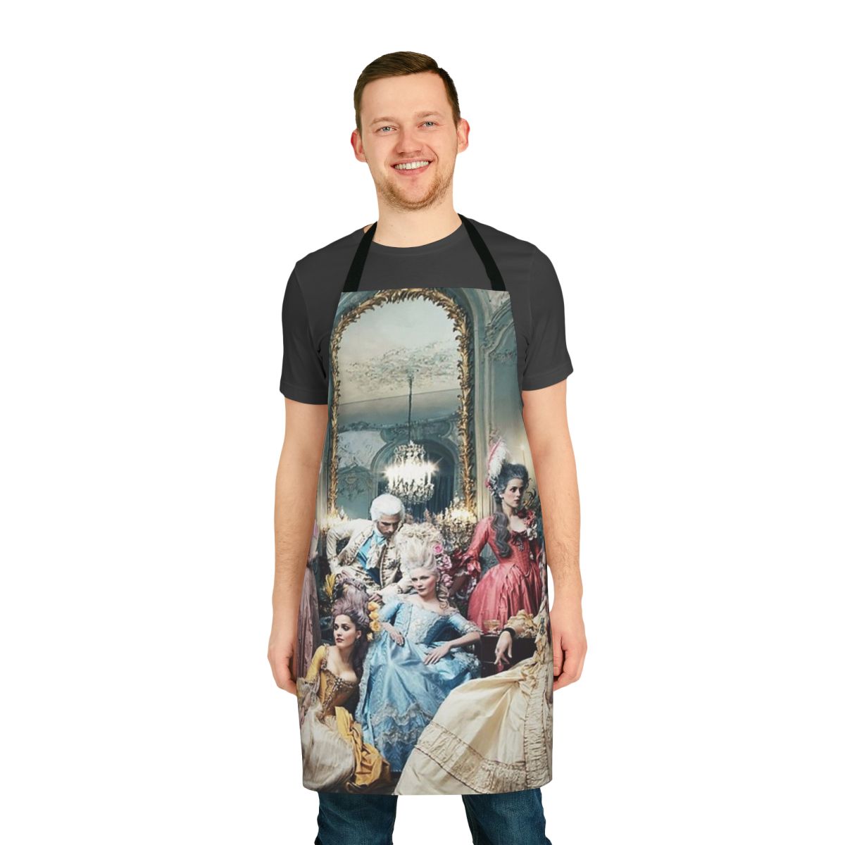 Versailles-inspired floral apron with ornate baroque design