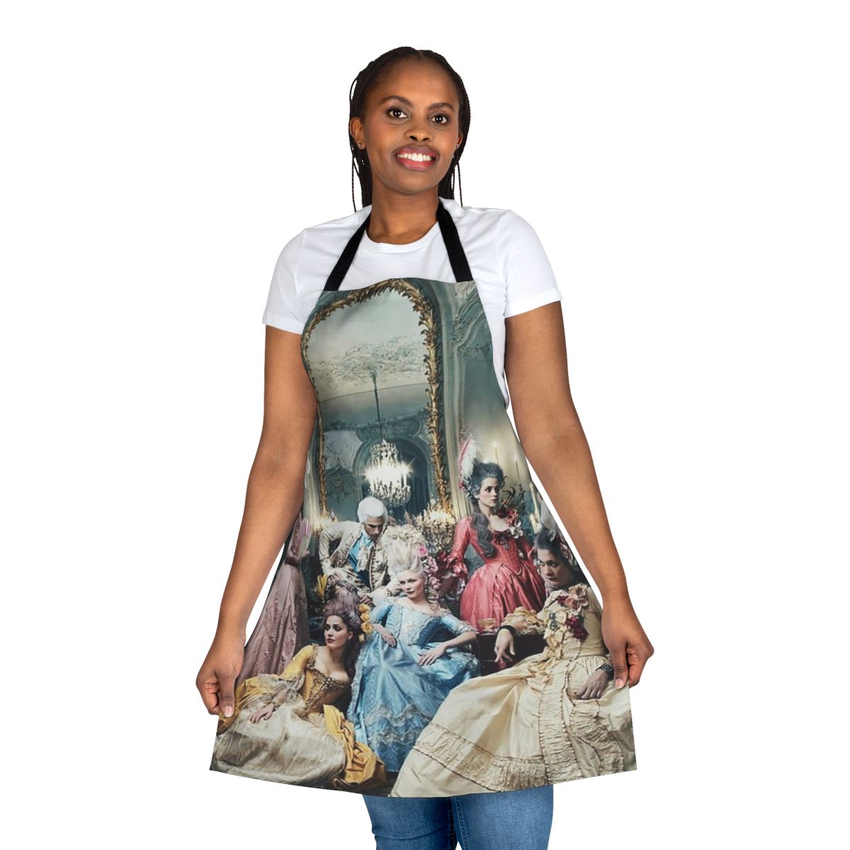 Versailles-inspired floral apron with ornate baroque design