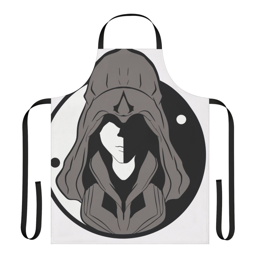 Assassin's Creed inspired kitchen apron with a stylish black and gray design