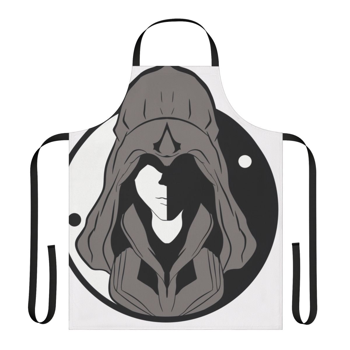 Assassin's Creed inspired kitchen apron with a stylish black and gray design
