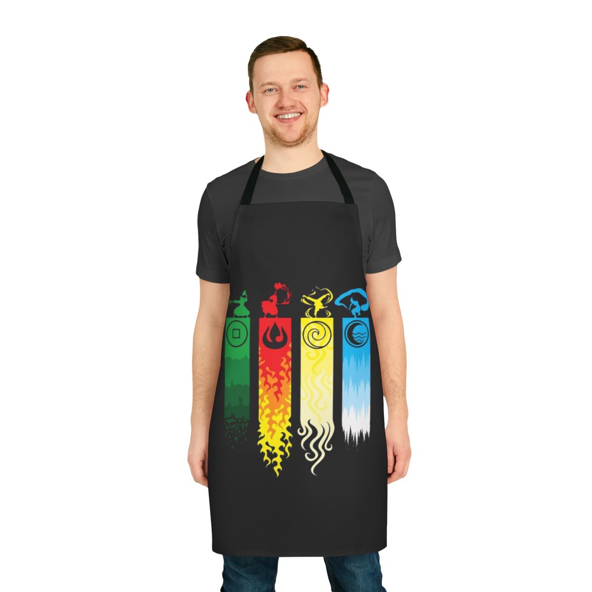Colorful apron featuring characters and symbols from the beloved cartoon series Avatar: The Last Airbender.