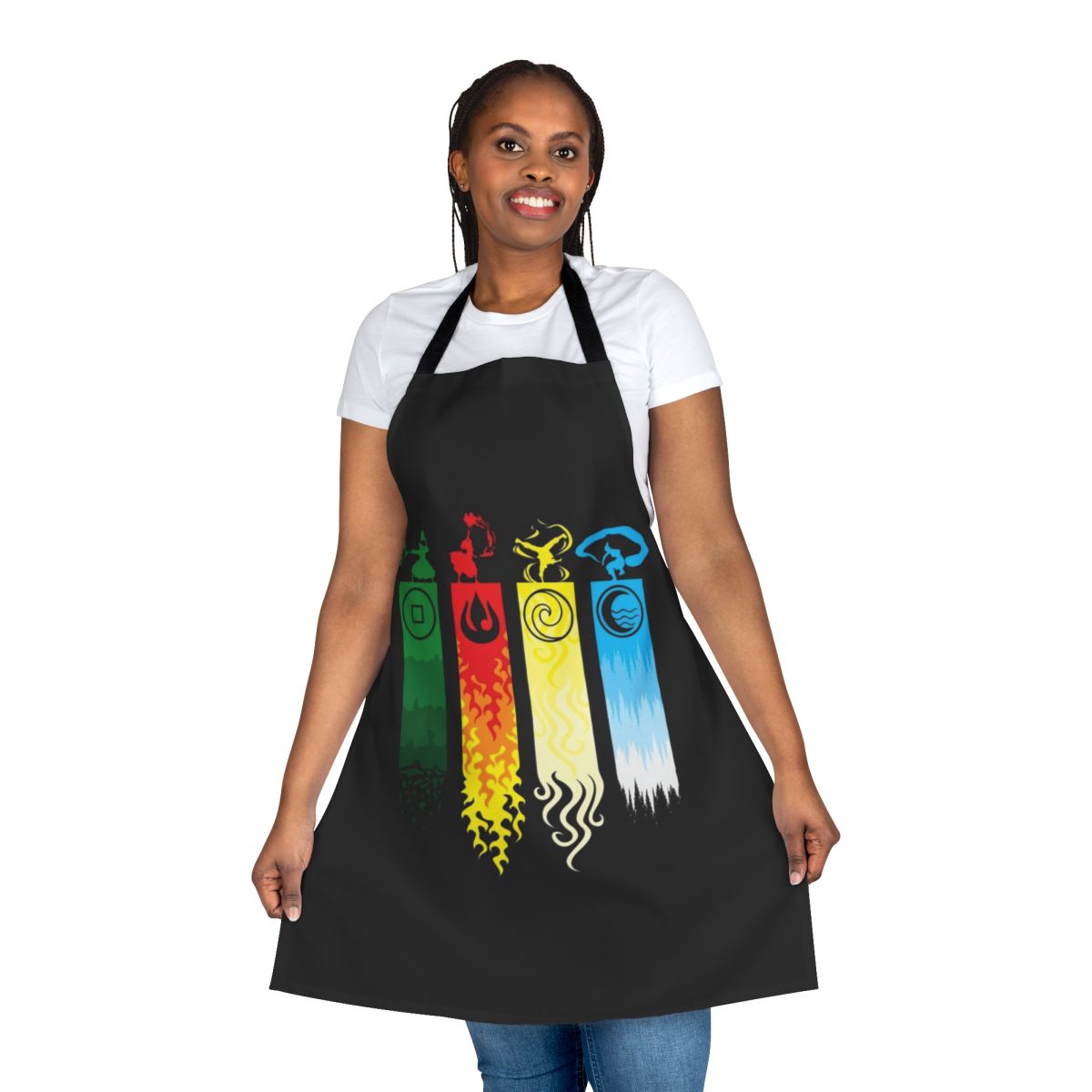Colorful apron featuring characters and symbols from the beloved cartoon series Avatar: The Last Airbender.