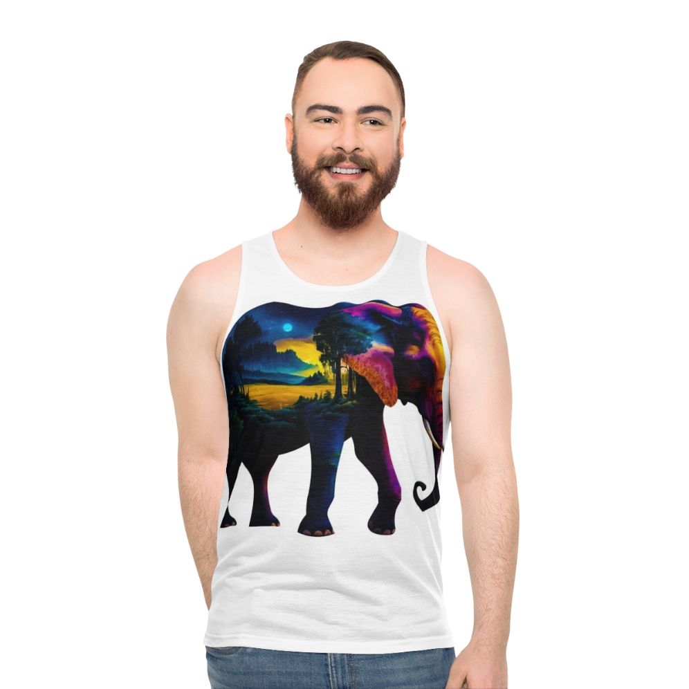 Elephant and nature unisex tank top design