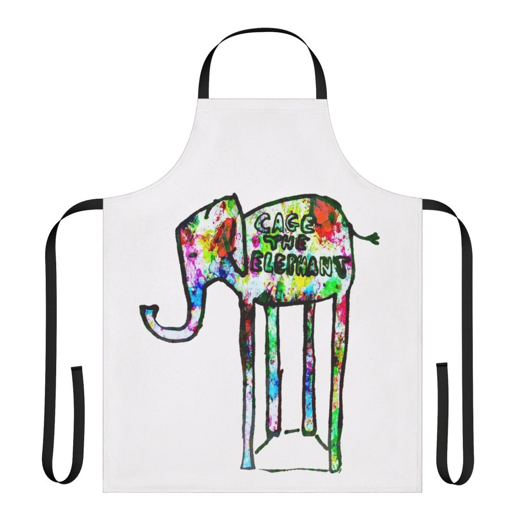 Elephant-themed apron featuring a concert or live music design