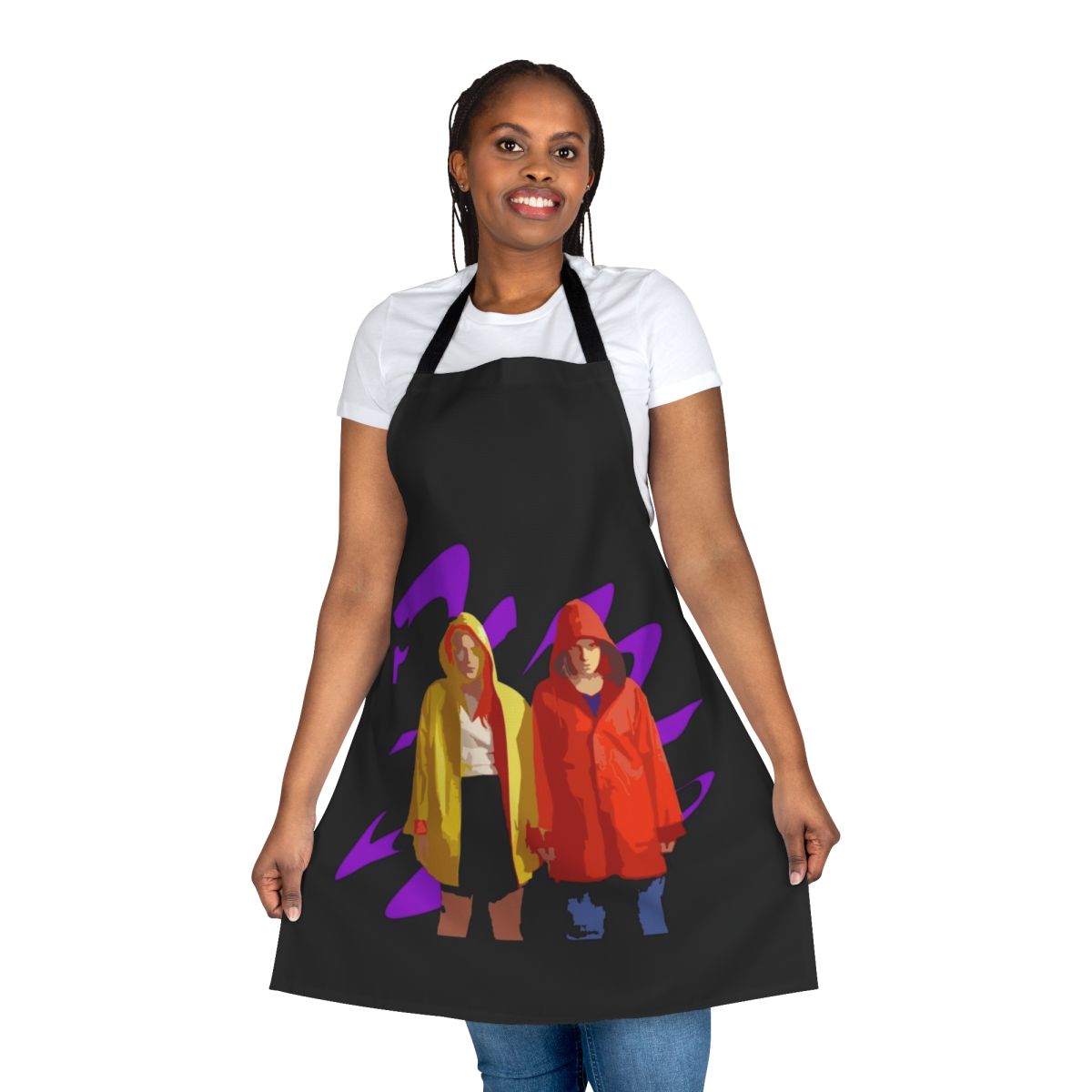 A high-quality apron featuring the character Eleven from the popular Netflix series Stranger Things.